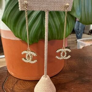 CHANEL Gold and Silver Dangle Earrings